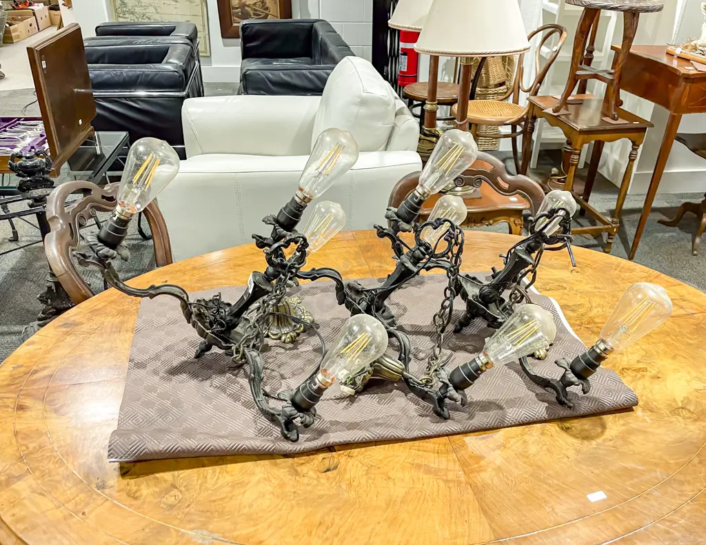 Three Ebonised Three Light Chandeliar's Image 1++