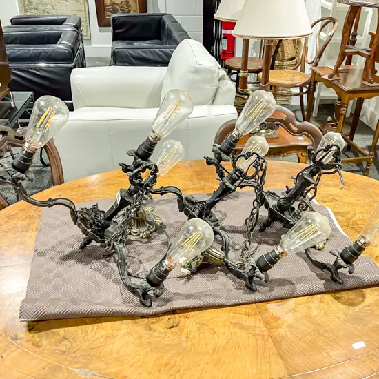 Three Ebonised Three Light Chandeliar's