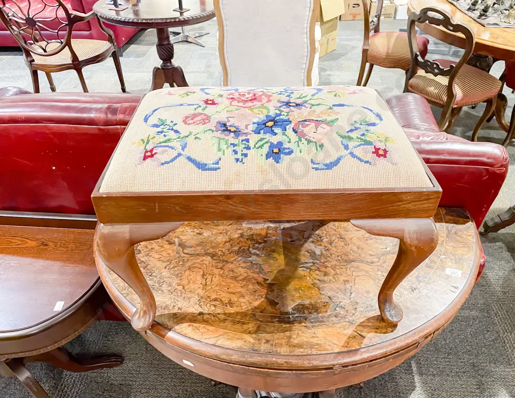 Tapestry Topped Foot Stool Image 1++