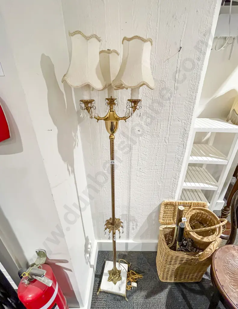 Brass Three Light Standard Lamp Image 1++
