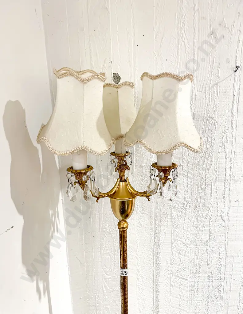 Brass Three Light Standard Lamp Image 1++