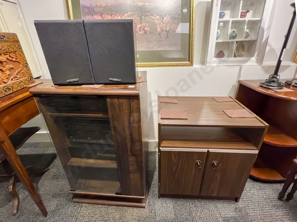 Sony Stereo System and Record Player with Wharf Dale Speakers and Two Entertainment Cabinets Image 1++
