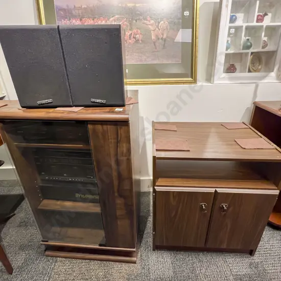 Sony Stereo System and Record Player with Wharf Dale Speakers and Two Entertainment Cabinets