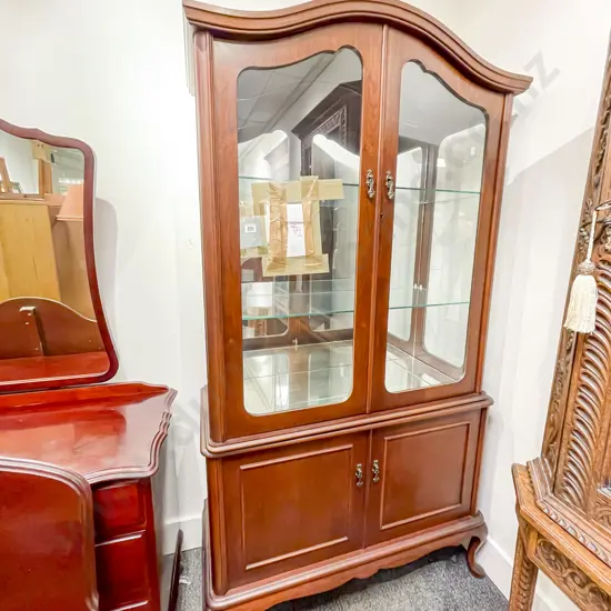 Mahogany China Cabinet with Two Door Covered Base