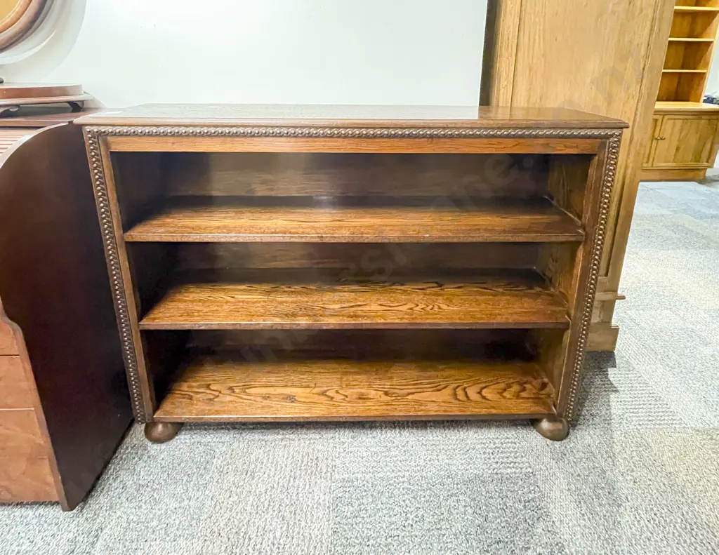 Low Oak Bookcase on Bun Feet Image 1++