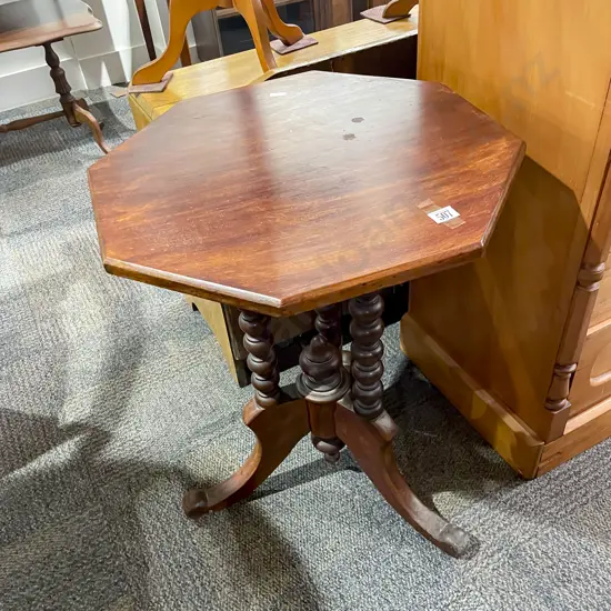 Octagonal Side Table with Bobin-Turn Supports