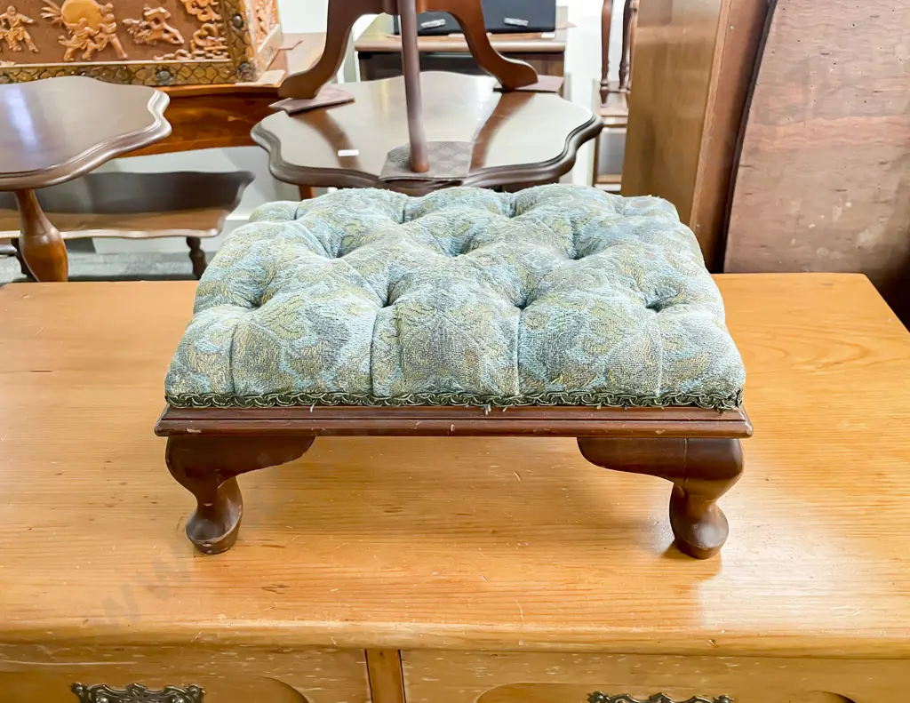 Upholstered and Buttoned Foot Stool Image 1++