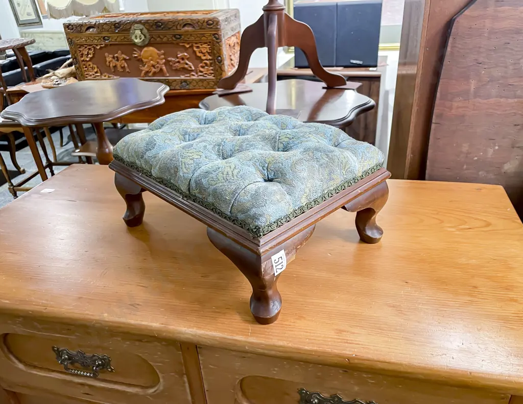Upholstered and Buttoned Foot Stool Image 1++