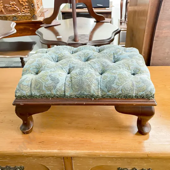 Upholstered and Buttoned Foot Stool