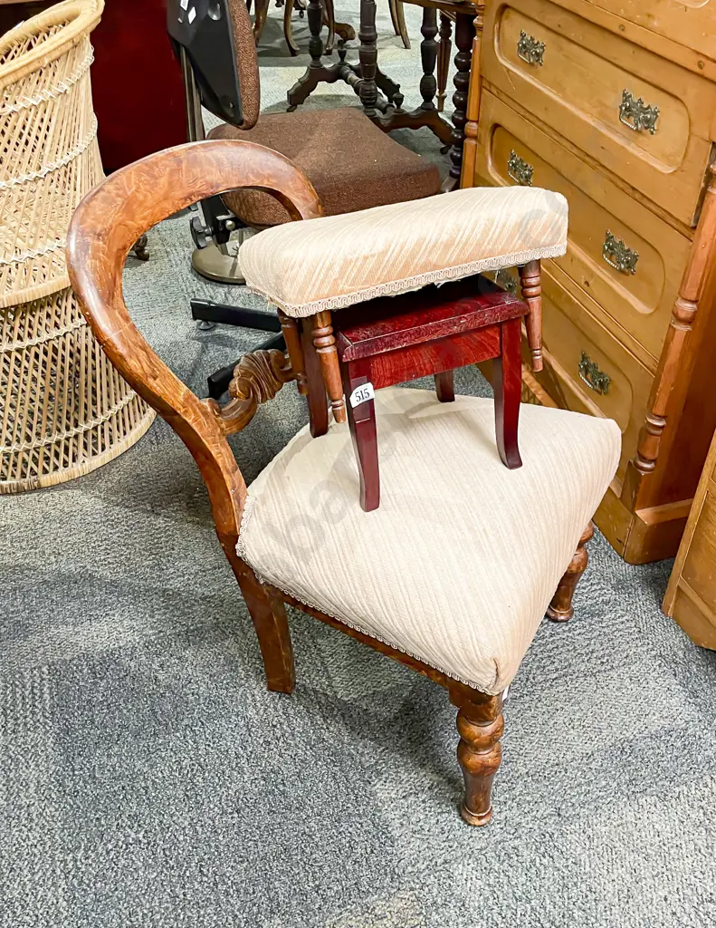 Foot Stool with Small Occasional Table and Balloon Back Chair Image 1++