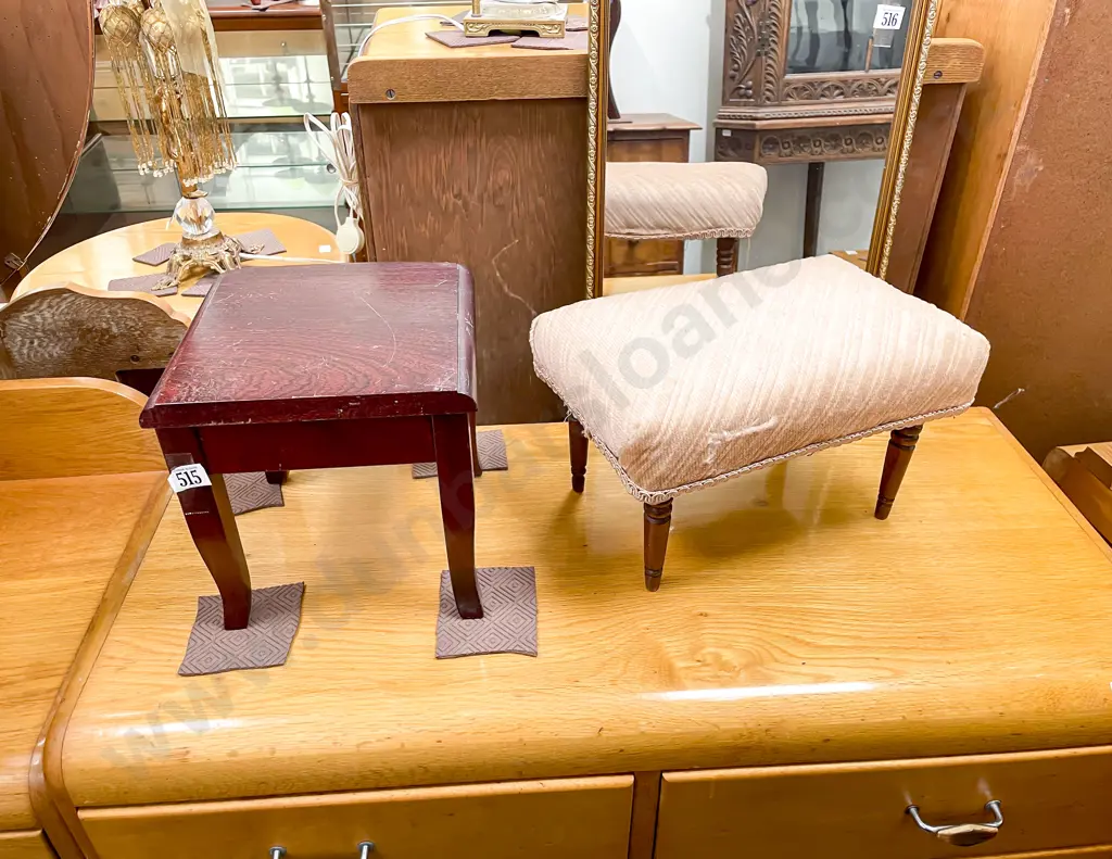 Foot Stool with Small Occasional Table and Balloon Back Chair Image 1++