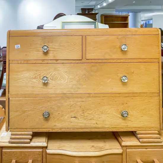 Oak Low Boy with Small Mirrored Gallery Back