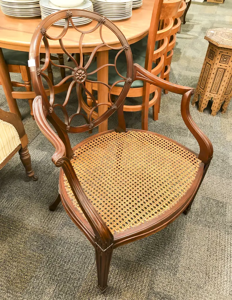 Geo III Style Mahogany Spider Web Back Open Armchair Image 1++