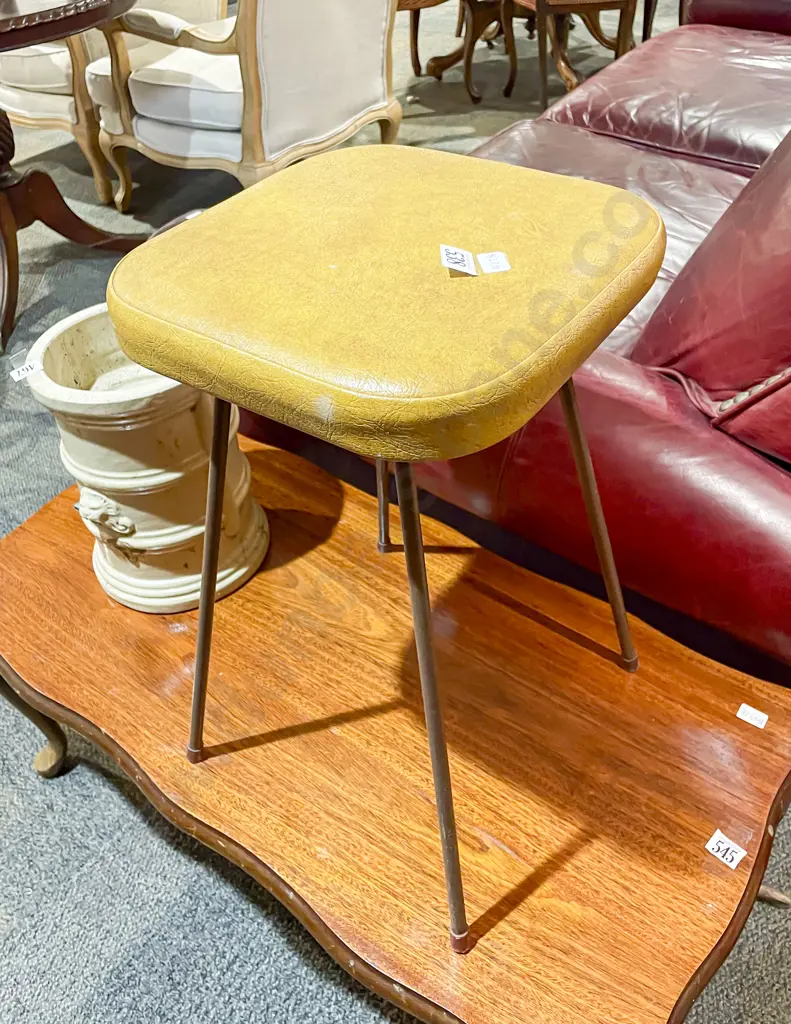 Vinyl Topped Mid Century Stool Image 1++