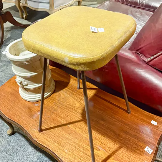 Vinyl Topped Mid Century Stool