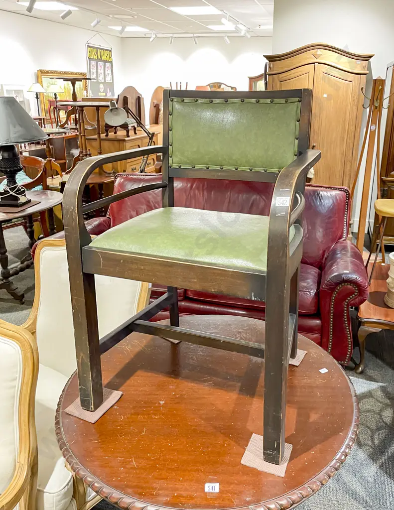 Stained Mahogany Curved Arm Chair Image 1++