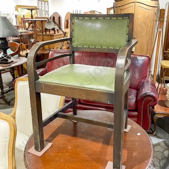 Stained Mahogany Curved Arm Chair