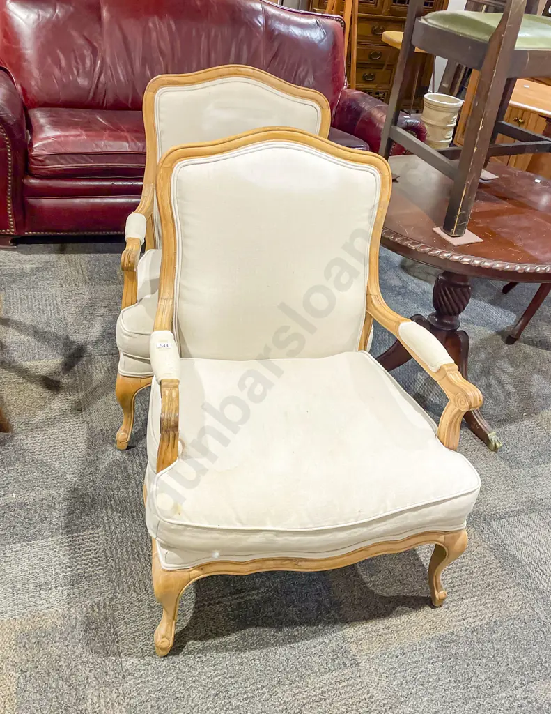 Pair of French Style Oak Arm Chairs Image 1++