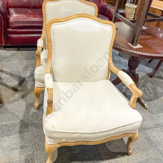 Pair of French Style Oak Arm Chairs