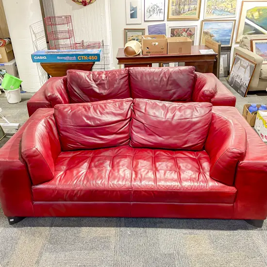Natuzzi Two Piece Leather Lounge Suite