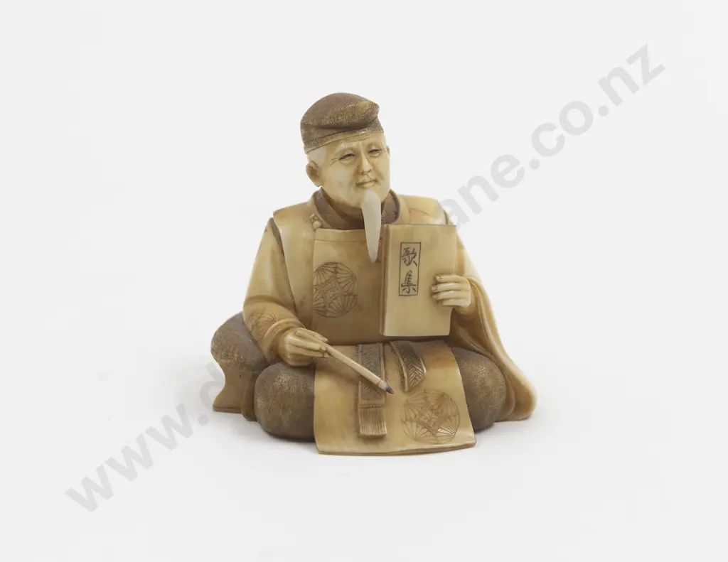 Japanese Ivory Netsuke Of Scholar Image 1++