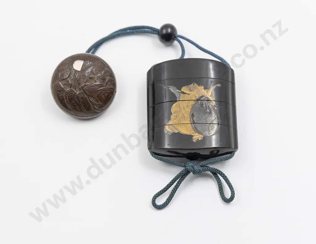Japanese Black Lacquer Four Case Inro Image 1++