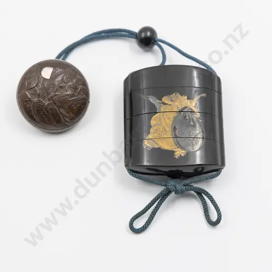 Japanese Black Lacquer Four Case Inro