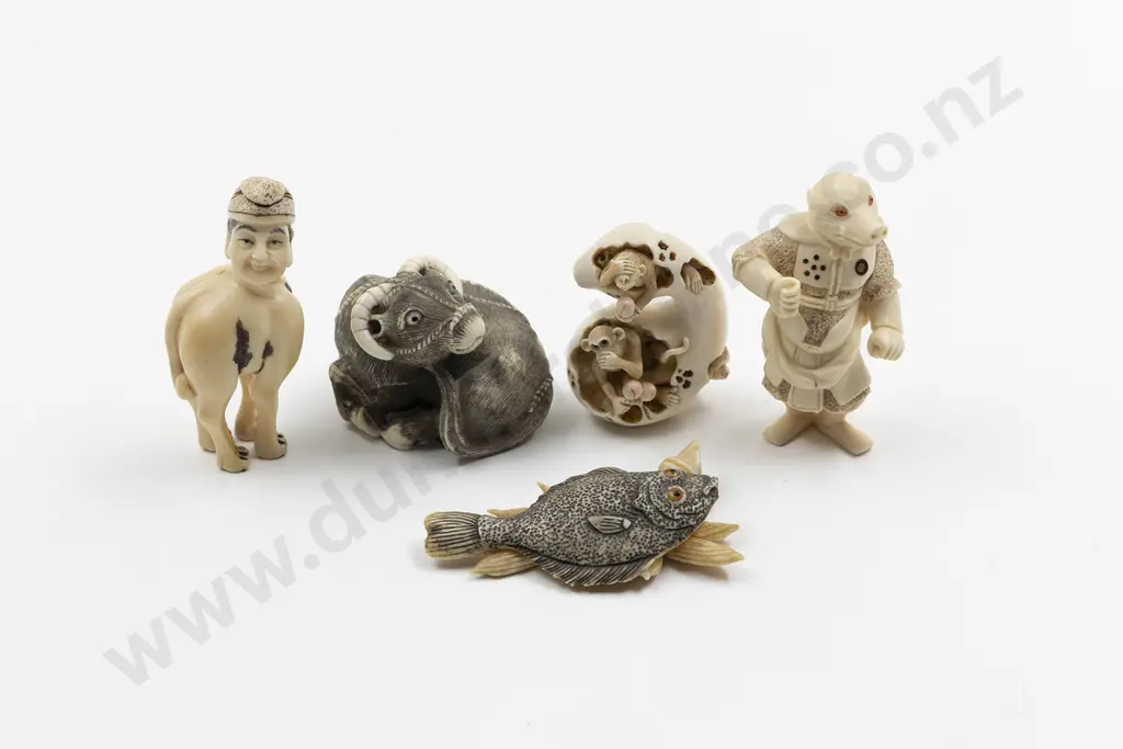 Five Assorted Japanese Ivory Netsuke Image 1++