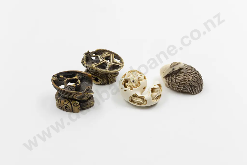Four Assorted Japanese Ivory Netsuke Image 1++