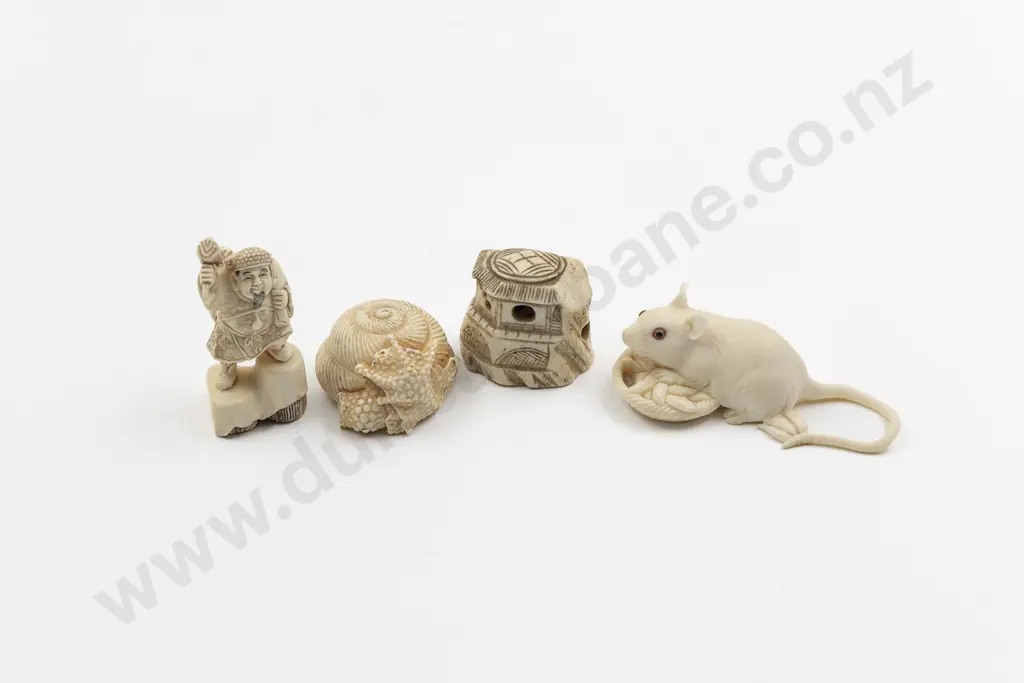 Four Assorted Japanese Ivory Netsuke Image 1++