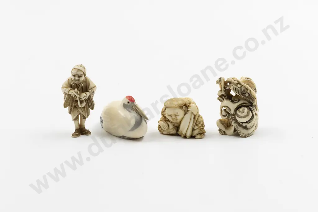 Four Assorted Japanese Ivory Netsuke Image 1++
