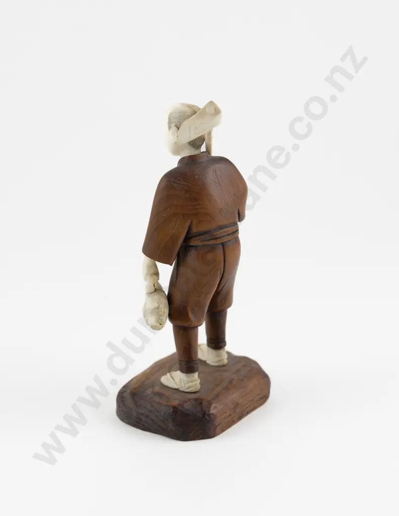 Japanese Wood and ivory Figure of a Wood Cutter Image 1++