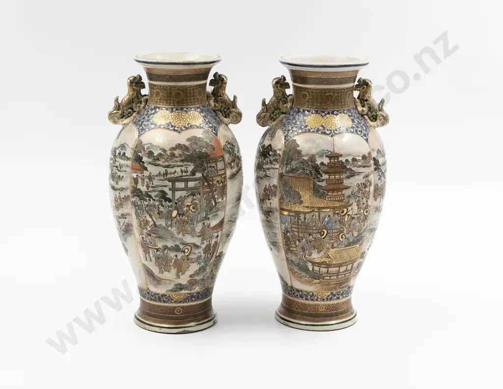 A Fine Pair Of Satsuma Meiji Period Vases by Yokohama Hattori Image 1++