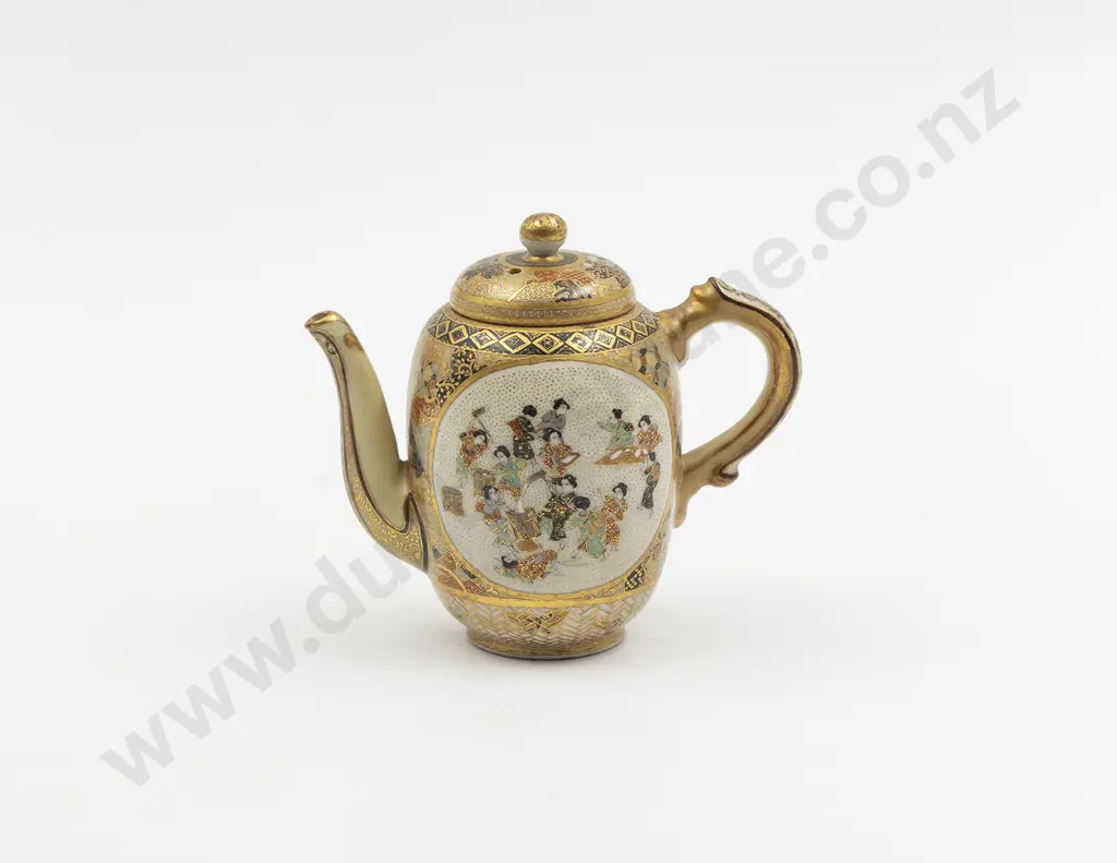 A Japanese Meiji Period Satsuma Miniature Teapot by Shussan Image 1++