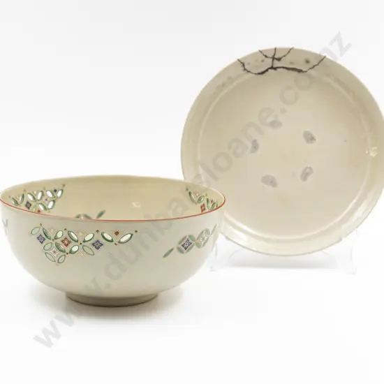 A Satsuma Bowl Together with a Satsuma Plate