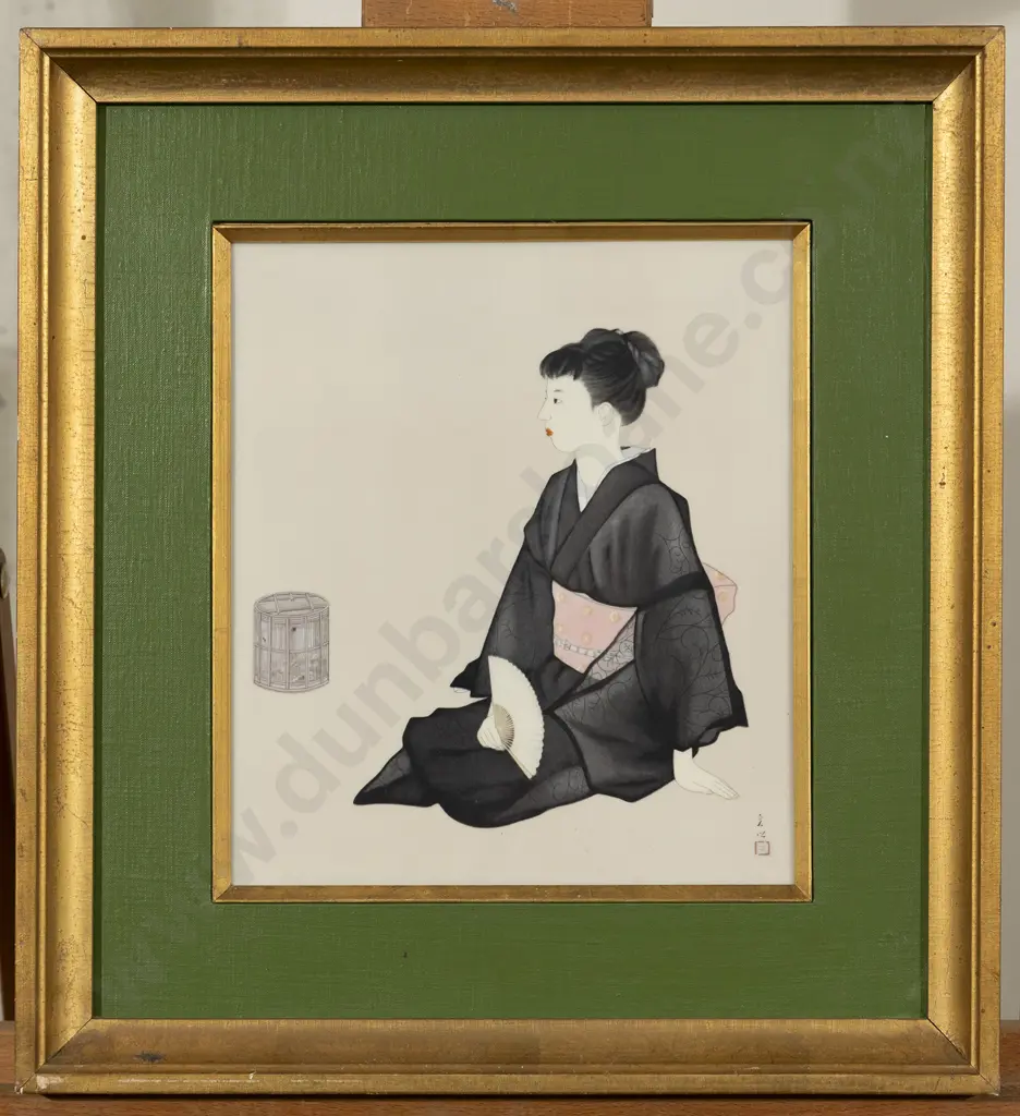Japanese Hand Painted Porcelain Panel Depicting A Bijin Image 1++