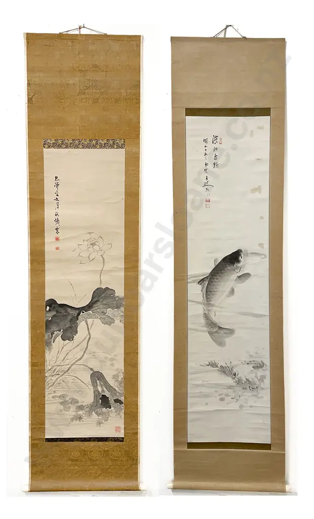 Two Japanese Meiji Period Scrolls Image 1++