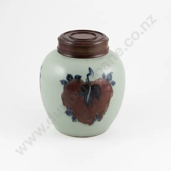 A Good Chinese Kangxi Period Porcelain Celedon Lidded Jar