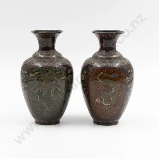 A Pair of Japanese Meiji Period Cloisonne Vases