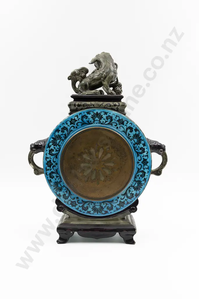 A Good Jules Viellard Bordeaux French 19th Century Chinoiserie Majolica Mantle Clock Image 1++