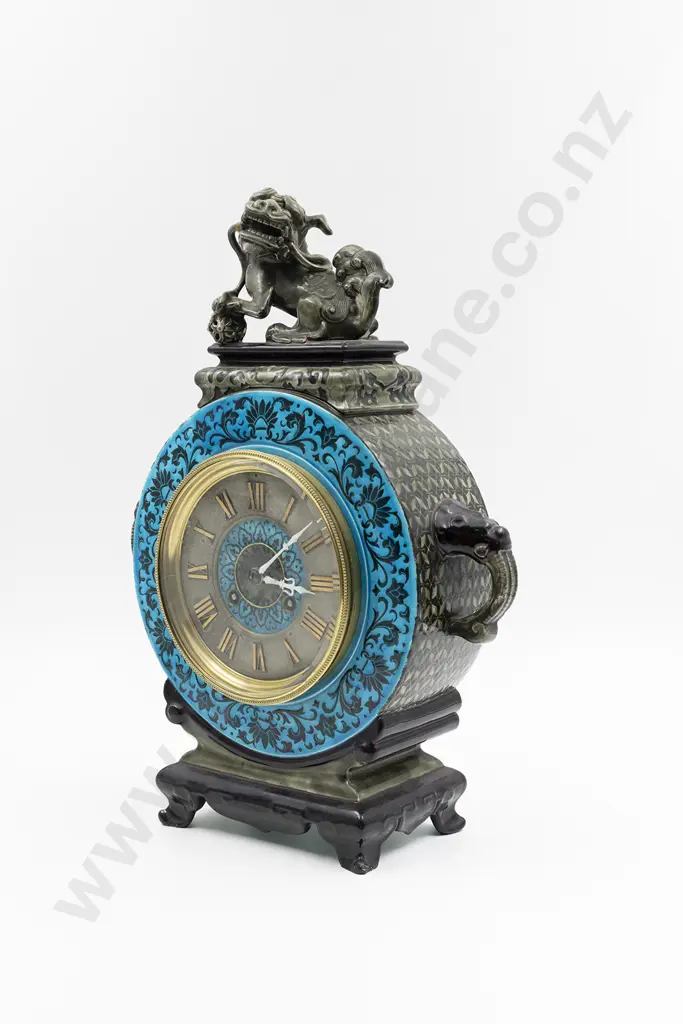 A Good Jules Viellard Bordeaux French 19th Century Chinoiserie Majolica Mantle Clock Image 1++