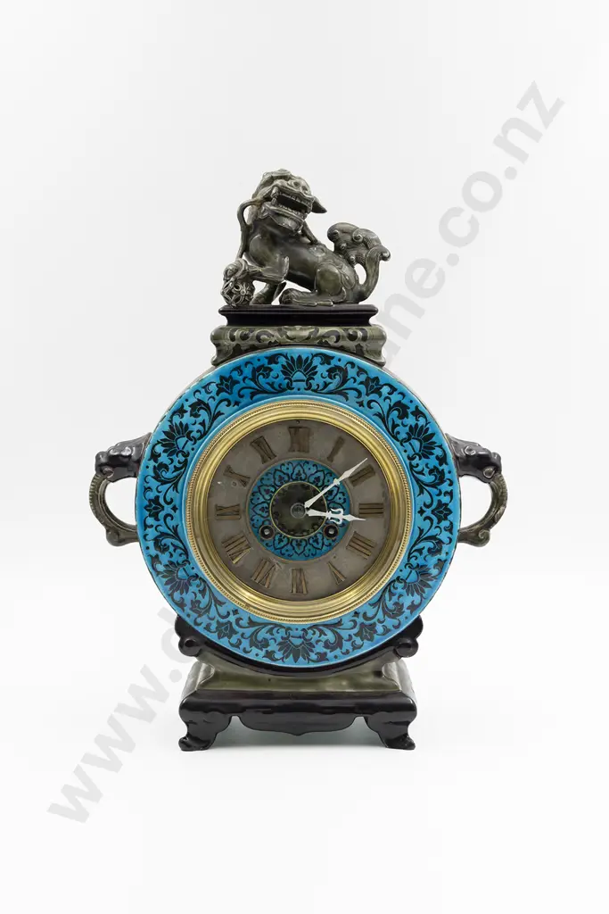A Good Jules Viellard Bordeaux French 19th Century Chinoiserie Majolica Mantle Clock Image 1++