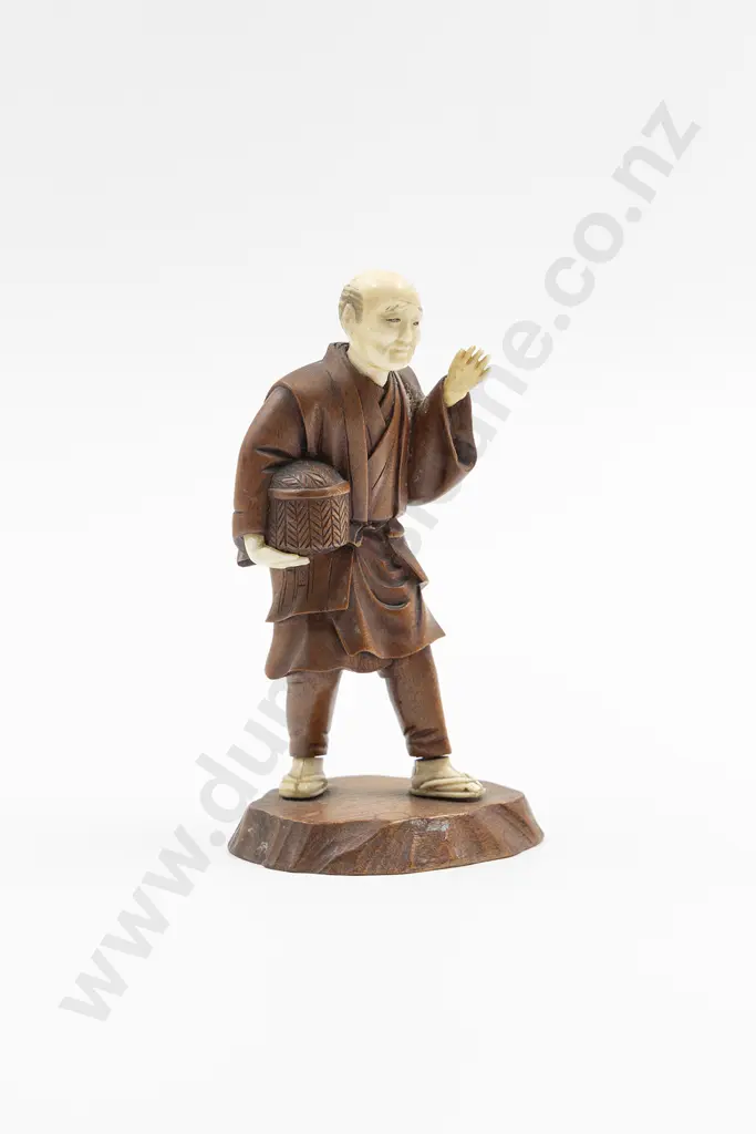 Carved Ivory and Wood Figure of Standing Man Image 1++
