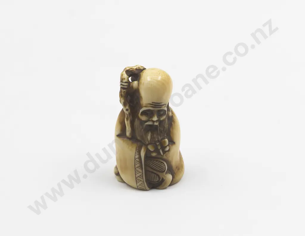 Signed Ivory Netsuke of Fukuroku Image 1++
