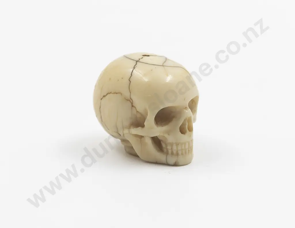 Carved Ivory Skull Knob Finial Image 1++