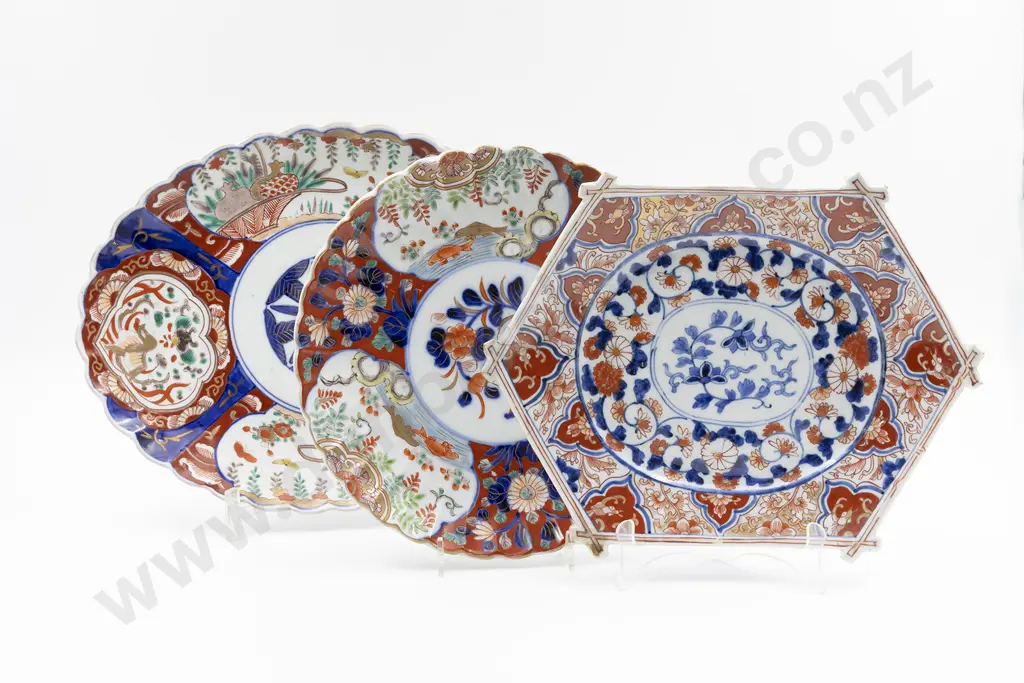 Three Japanese Meiji Period Imari Plates Image 1++