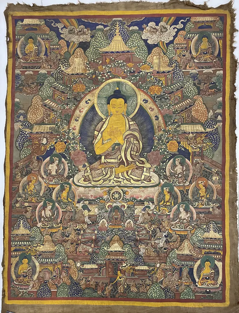 Tibetan Thangka Hand painted With Shakyamuni Buddha Image 1++