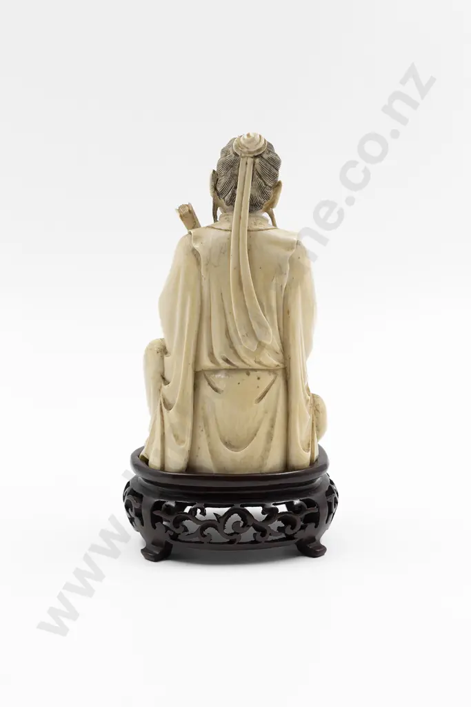 Chinese Carved Ivory Figure of Seated Farmer Image 1++