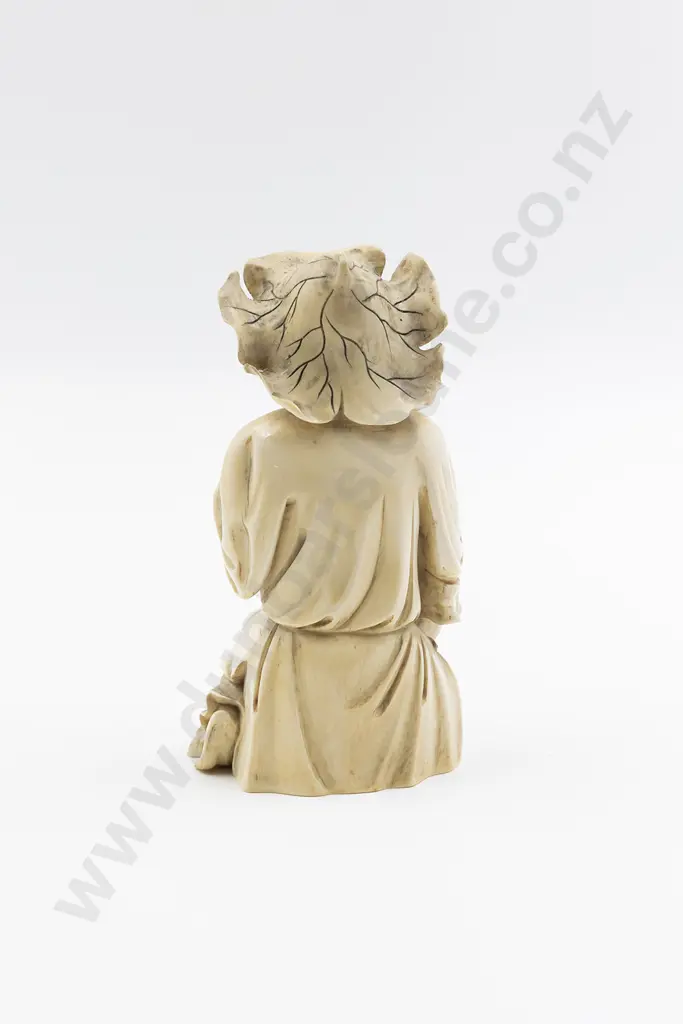 Chinese Carved Ivory Figure of Seated Trader Image 1++