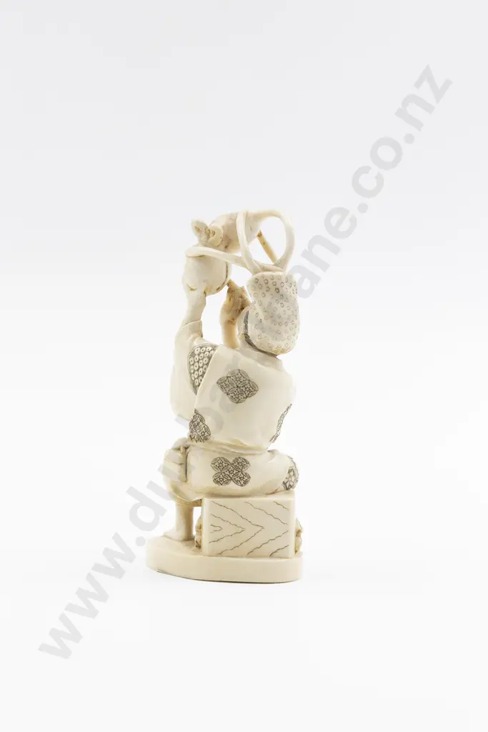 Japanese Signed Carved Ivory Seated Figure Image 1++